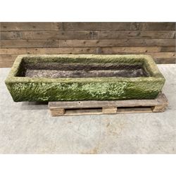 Large 19th century rectanglar stone trough 