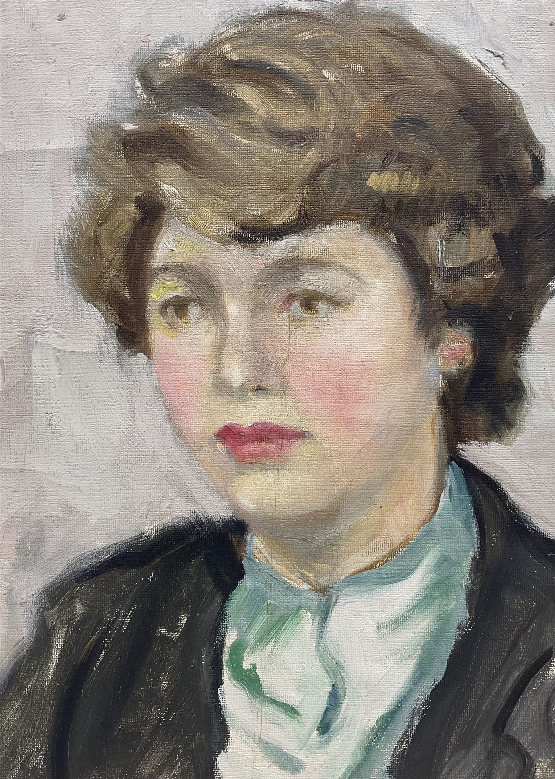 Philip Naviasky (Northern British 1894-1983): Portrait of a Lady, oil on canvas laid on to card unsigned 35cm x 25cm 
Provenance: private collection, purchased David Duggleby Ltd 15th June 2009 Lot 74