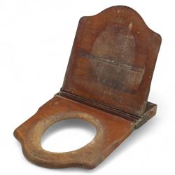 Victorian mahogany toilet seat, shaped hinged lid with moulded edge and circular aperture, of solid construction