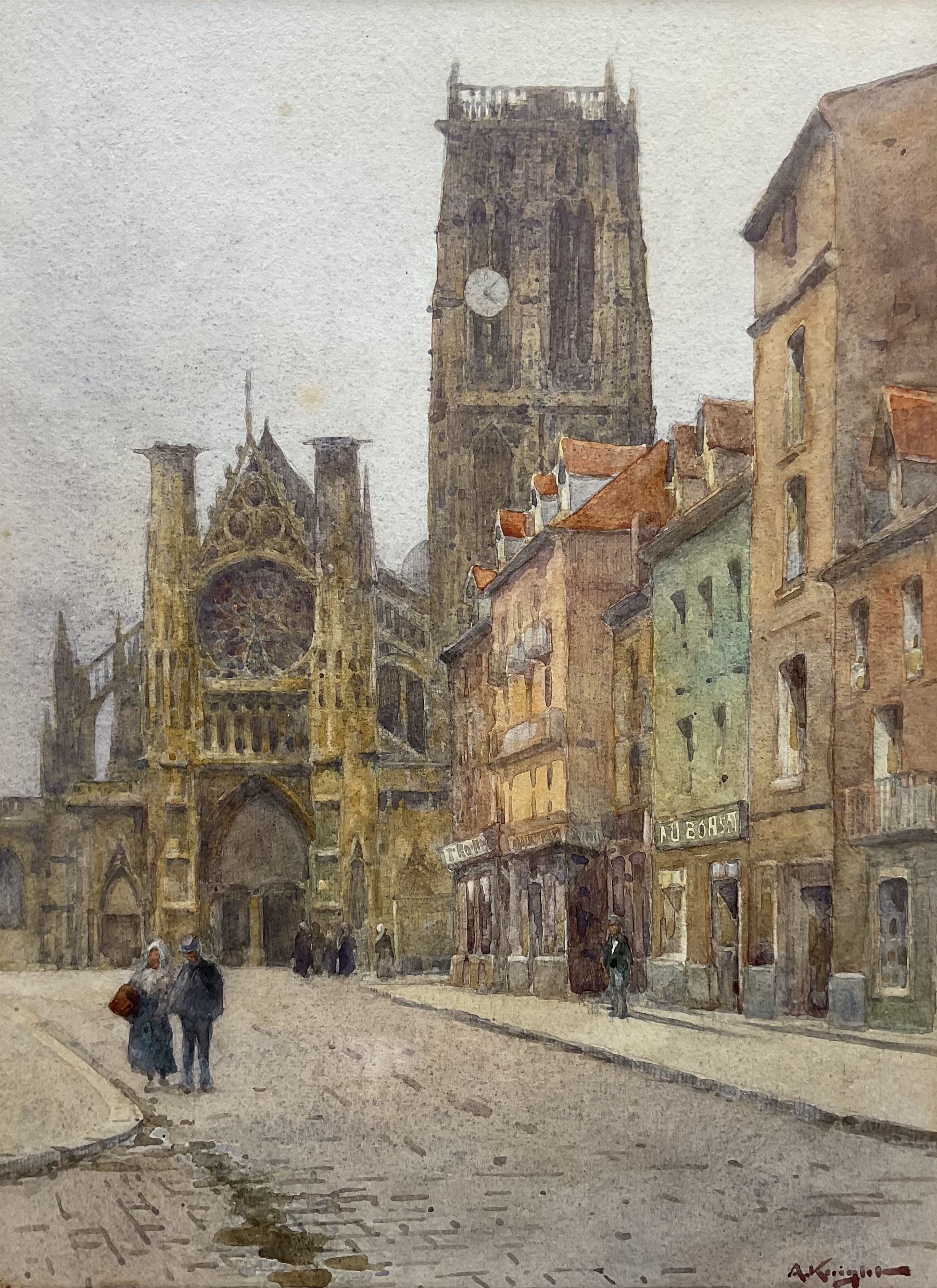Adam Knight (British 1855-1931): Church of Saint-Jacques - Dieppe, watercolour signed 35cm x 26cm