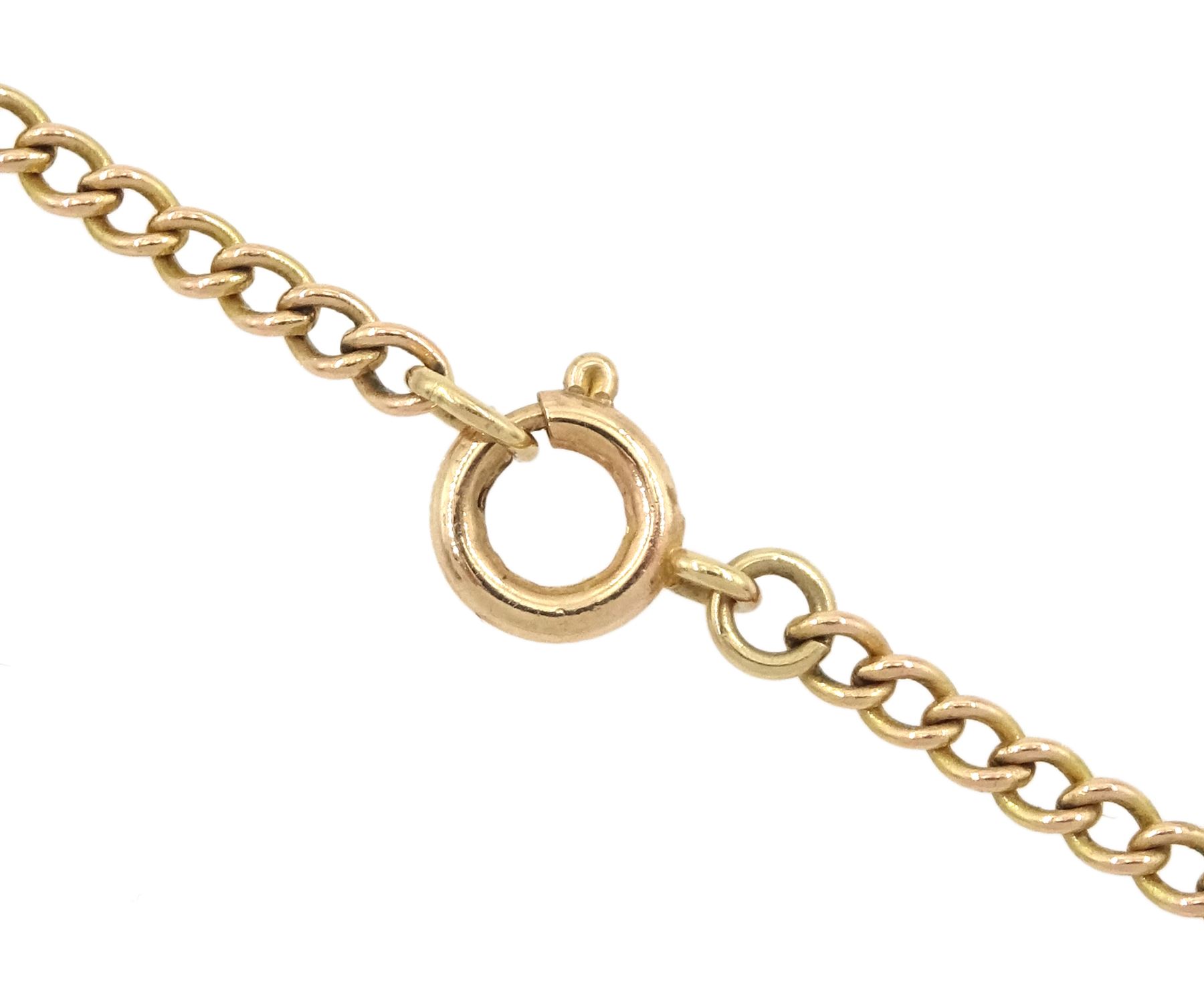 Gold Egyptian key design pendant, on 9ct gold link chain necklace