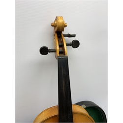 Artia Excelsior for Boosey & Hawkes violin for completion with 35.5cm two-piece maple back and ribs and spruce top, bears label, lacking tailpiece, chinrest, bridge and one tuning peg, 59cm overall, in hard carrying case with bow