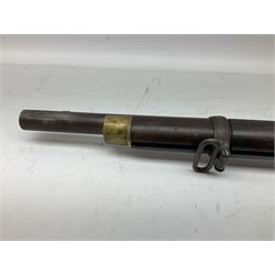 19th century D. & J. Fraser Edinburgh .577 Snider action gun, the 94cm barrel with three-groove rifling, three barrel bands and maker's name to top, full walnut stock with brass fittings, trigger guard inscribed J.D.M.,  L141cm