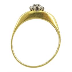 18ct gold round brilliant cut diamond cluster ring, hallmarked