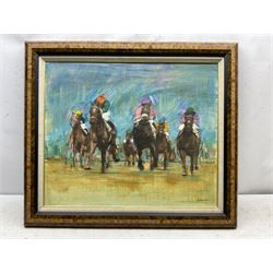 Michael Grimsdale (British 1963-): The Final Furlong, oil on canvas signed 50cm x 60cm