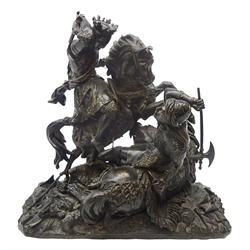  Bronze group depicting Charles Martel fighting Abderame King of the Saracens after ThGechter (French 1796-1844) H33cm   