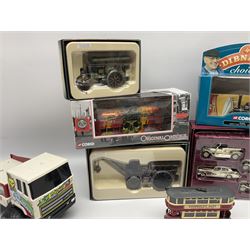 Two Corgi ‘Vintage Glory of Steam’ models, ‘Blackpool Balloon Tram’ and ‘Garrett Road Tractor’ models, all boxed, two further Corgi models, Lledo The Queen Mother commemorative set, etc 