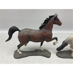 Seven Border Fine Arts figures, comprising Clydesdale Mare & Foal A0187, Highland Mare & Foal A2691 and five horses from the Action Horses series 