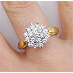 14ct gold cubic zirconia cluster ring, hallmarked