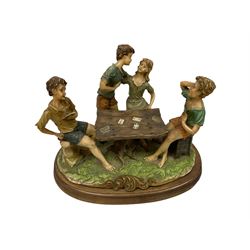 Capodimonte style figure group 'The Card Players'