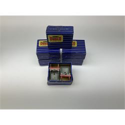 Hornby Dublo - twenty-three pairs of buffer stops including three pairs of 2451 Illuminated for two-rail track; five pairs of 3450 for three-rail track only; and fifteen D1 pairs; all boxed; and two odd loose buffers (21)