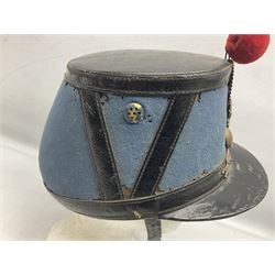 WW1 French Ecole Speciale Militaire Saint-Cyr shako with metallic tricolor cockade and scarlet pompom c1914