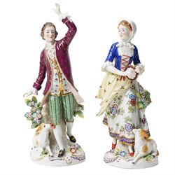 Pair of Samson of Paris male and female figures H26cm and two other figures