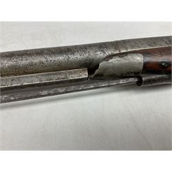 Composed decorative percussion action sporting gun, the 79cm barrel with ramrod under and Indian style studded stock L124cm overall