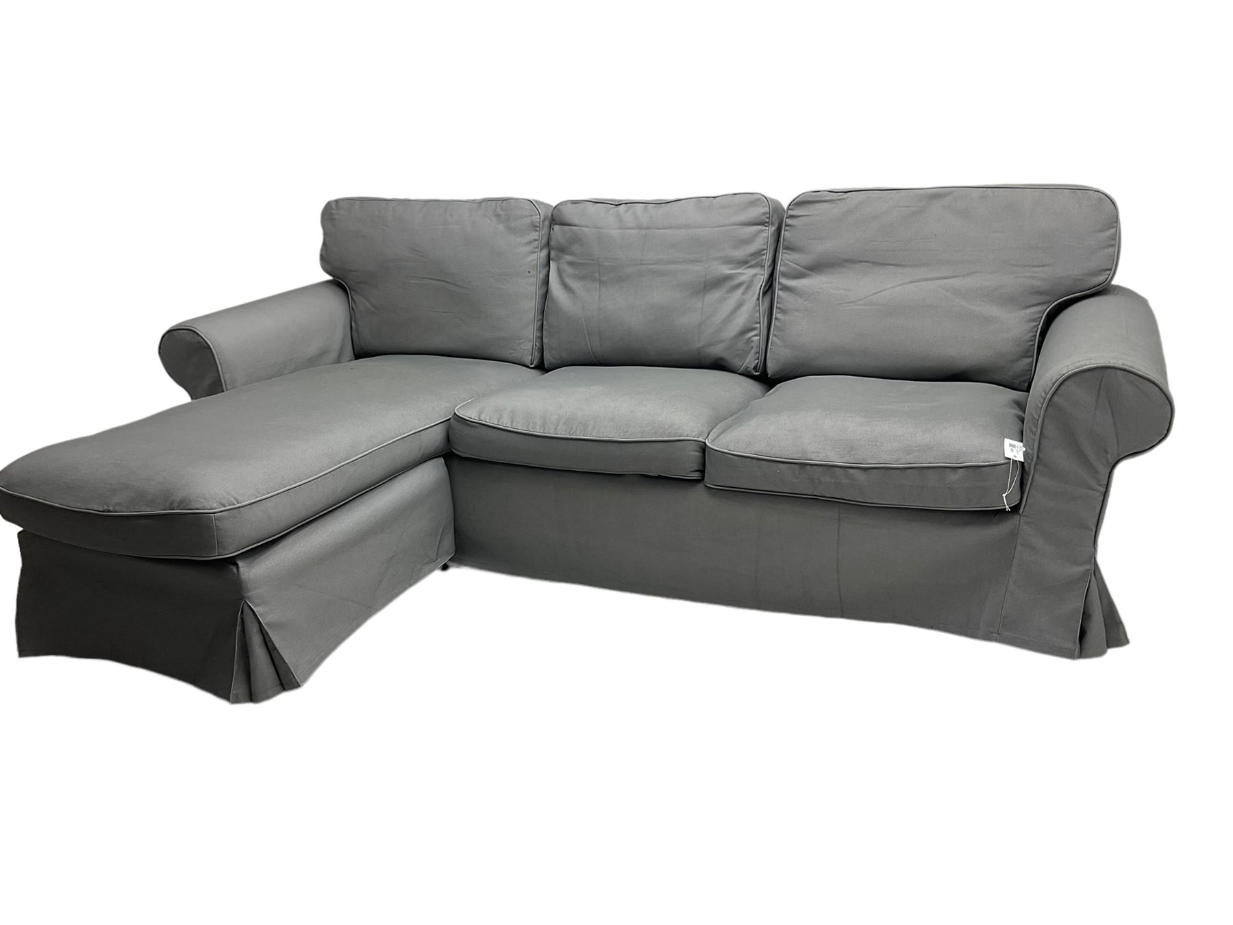 IKEA - 'EKTORP' three seat corner sofa, in grey loose washable covers 