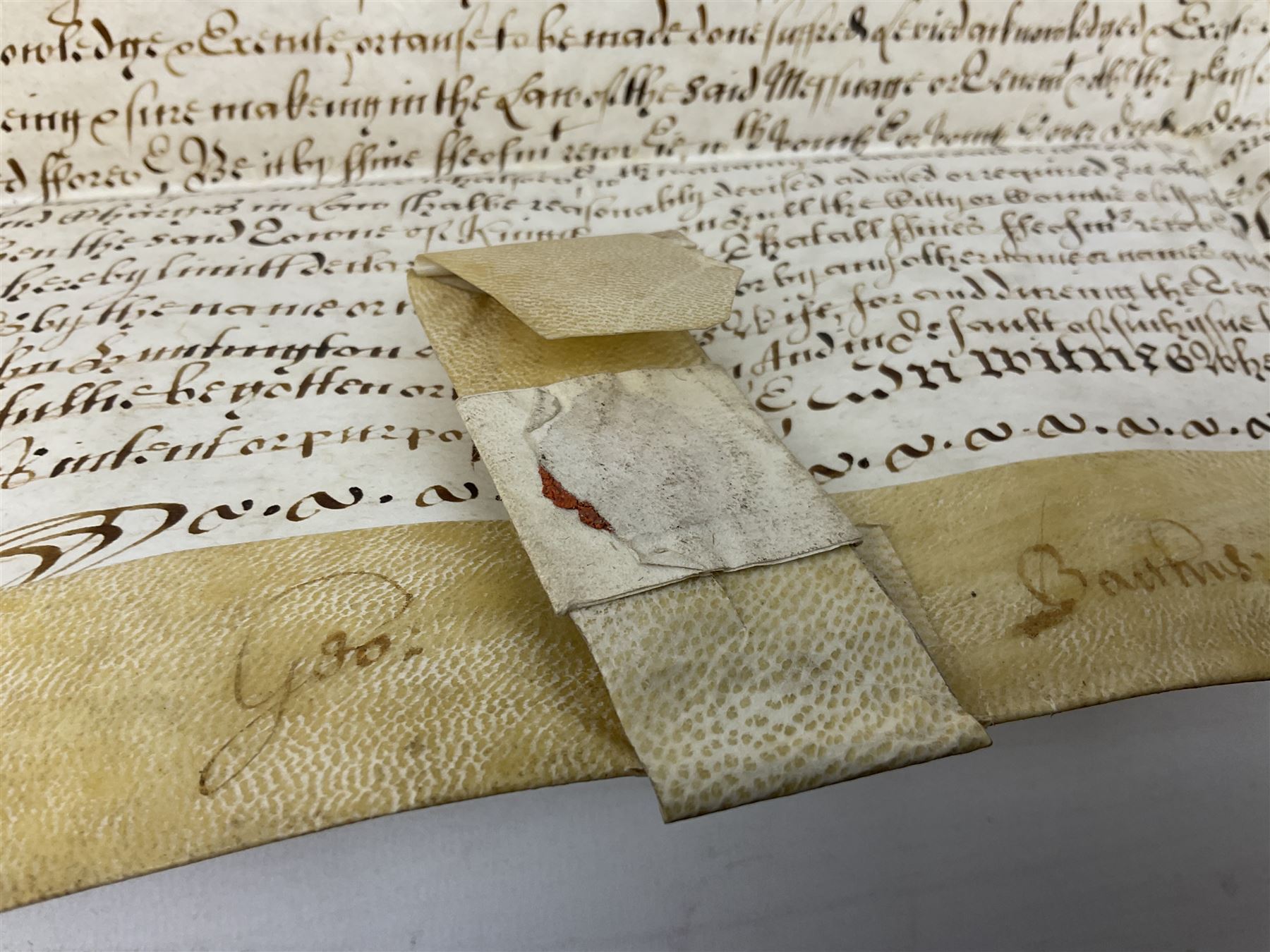 Three 17th/18th century manuscript deeds on vellum relating to properties in Bowling Alley Lane, Hull - one dated 16/12/1689 with seal 44 x 65cm; mortgage dated 20/2/1711 56 x 74cm; and assignment of mortgage dated 5/5/1727 with seal; all folded (3)