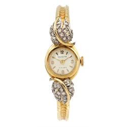 Invicta 17ct gold ladies manual wind, rose cut diamond leaf wristwatch
