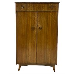 Retro sapele mahogany dressing table with sliding mirror compartments, and matching tallboy