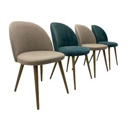 Next Home - set four dining chairs, two upholstered in grey and two upholstered in teal