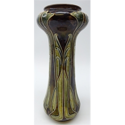  Art Nouveau Doulton Lambeth tubeline vase of waisted form, designed by Mark Marshall no. 404 H25cm   