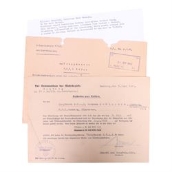 WWII Third Reich ephemera, including Army passes, provisional foreigner's passports, reports etc 