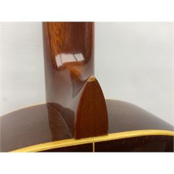 Harmony Model H6360 acoustic guitar in mahogany with spruce top, L103cm overall; and 1970s B&M (Barnes & Mullins) Concert Grande acoustic guitar, L101.5cm overall; each in hard carrying case (2)