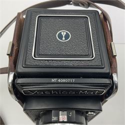 Yashica-Mat Copal MXV camera body, serial no 408717, with Yashinon 1;3.2 f=80mm' and Yashinon 1;3.5 f=80mm' lens serial no 460802, together with Yashica 635 Copal-MXV camera body serial 4080675 with Yashinon 1;3.5 f=80mm' lens serial no 229427 and 'Yashikor 1;3.5 f=80mm' lens serial no 228386