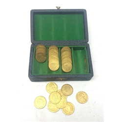  Victorian box containing approx 50 George lll gaming tokens  