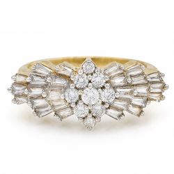 Iliana 18ct gold diamond Ballerina ring, nine round brilliant cut marquise set diamonds, w...
