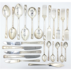  Two 9 piece place settings of Viners cutlery and six matching coffee spoons Sheffield 1959 25oz (excluding Knives)    