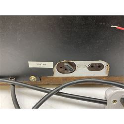 1950s Bush AC41 mahogany cased valve radio, 1930s Philips 588A with walnut veneer case, and 1940s Cossor Model 77, tallest H47cm W36cm D24cm