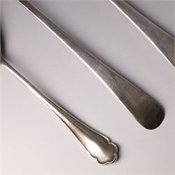 Pair of silver salad servers Sheffield 1905 Maker Walker & Hall, and another pair Sheffield 1915 Maker Atkin Bros
