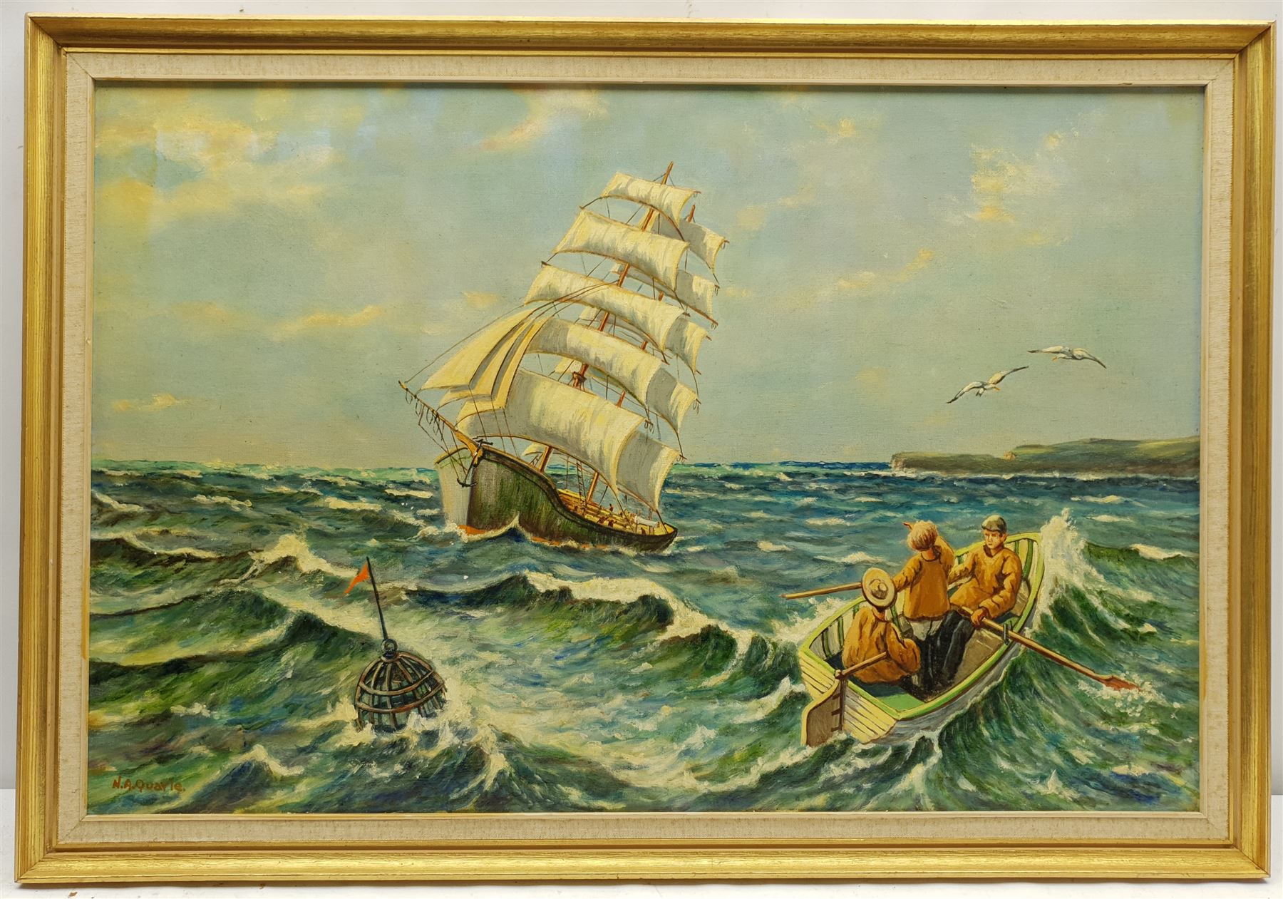 M Corrie (British 20th century): Steam Ship's Portrait, oil on board signed, together with two further 20th century marine oils, max 50cm x 75cm (3)