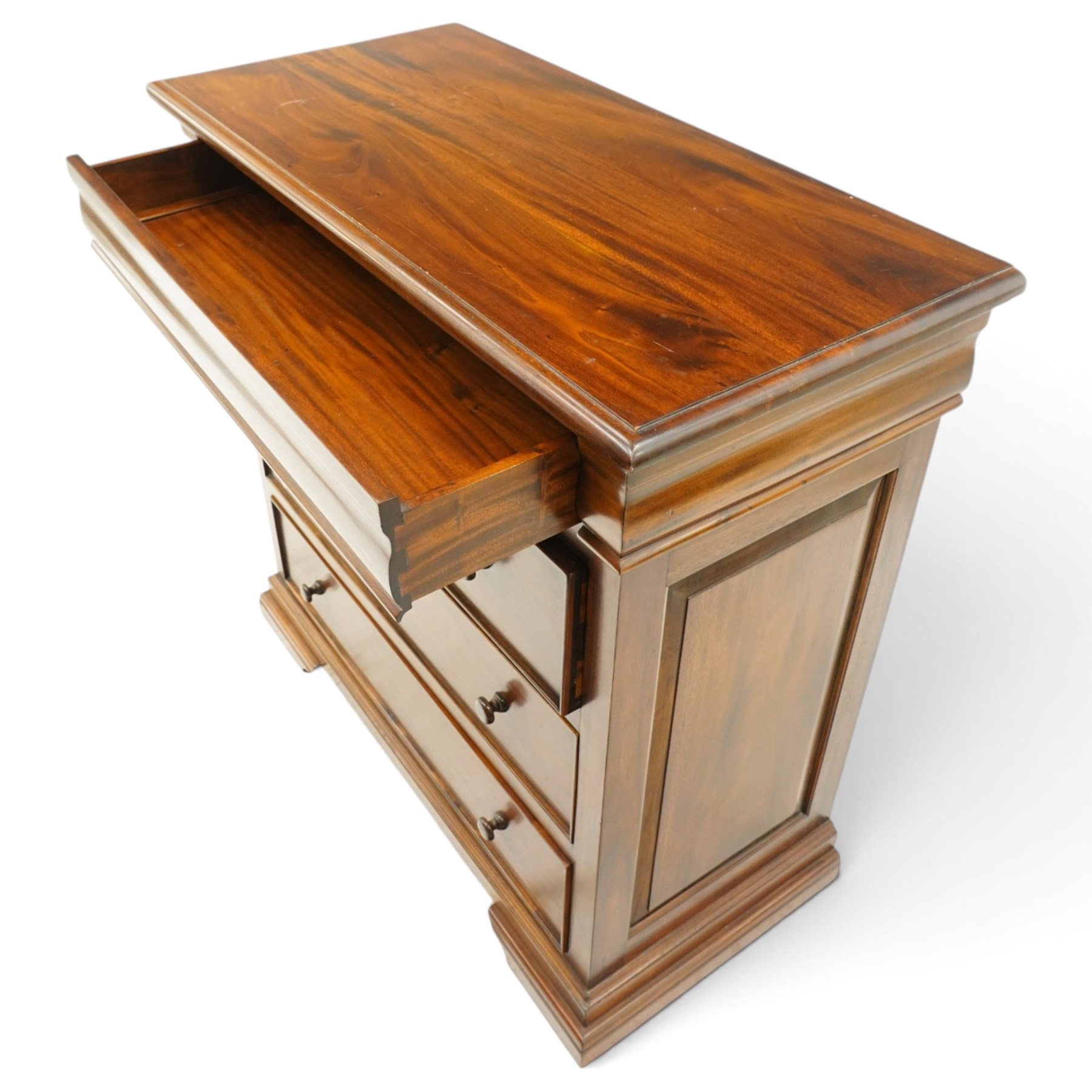 Barker & Stonehouse - 'Grosvenor' contemporary hardwood chest, rectangular top over shaped cushion drawer and three long cock-beaded drawers, on shaped bracket feet
