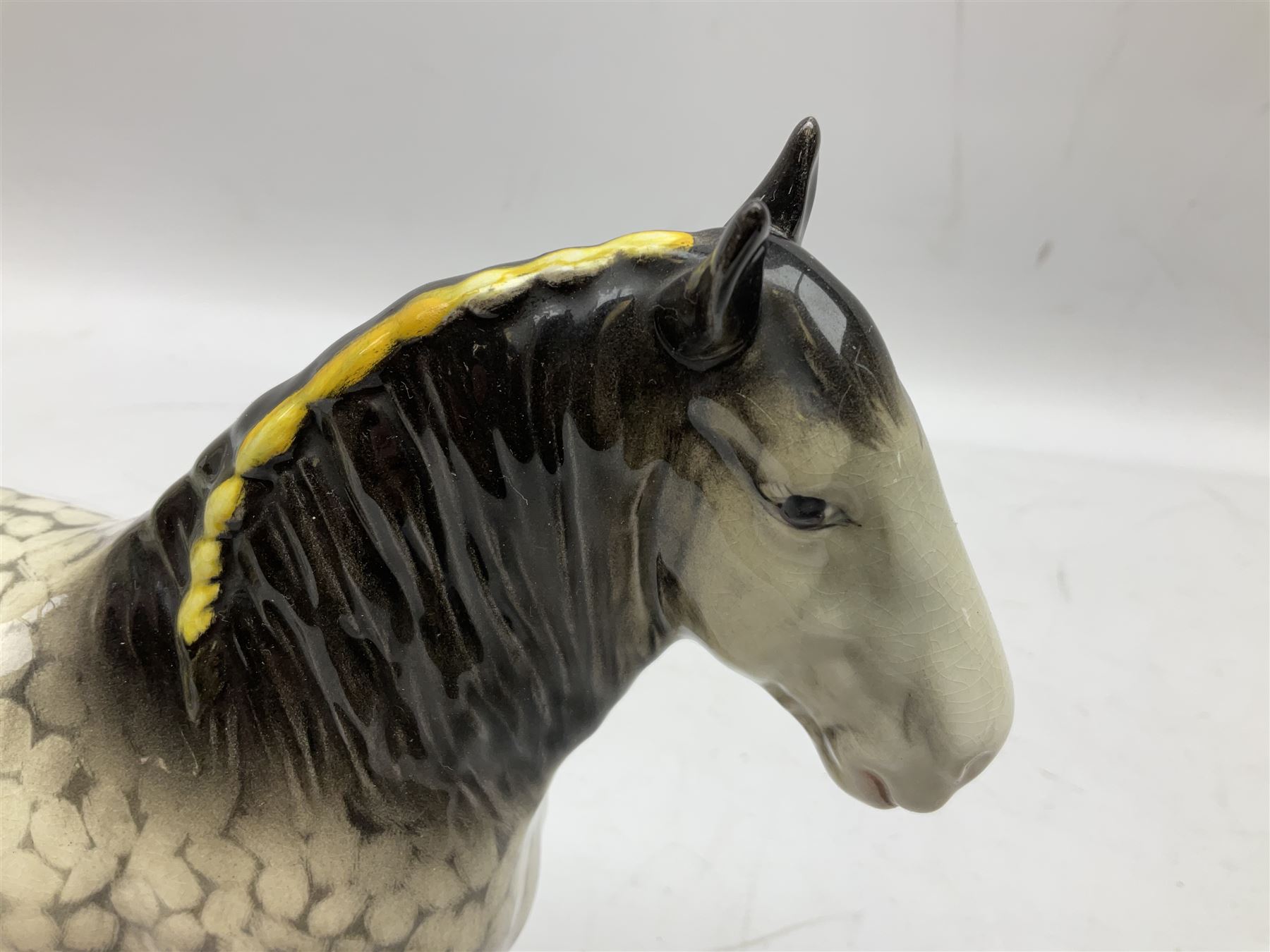 Beswick Shire horse in rocking horse grey no. 818, with printed mark beneath, H21cm