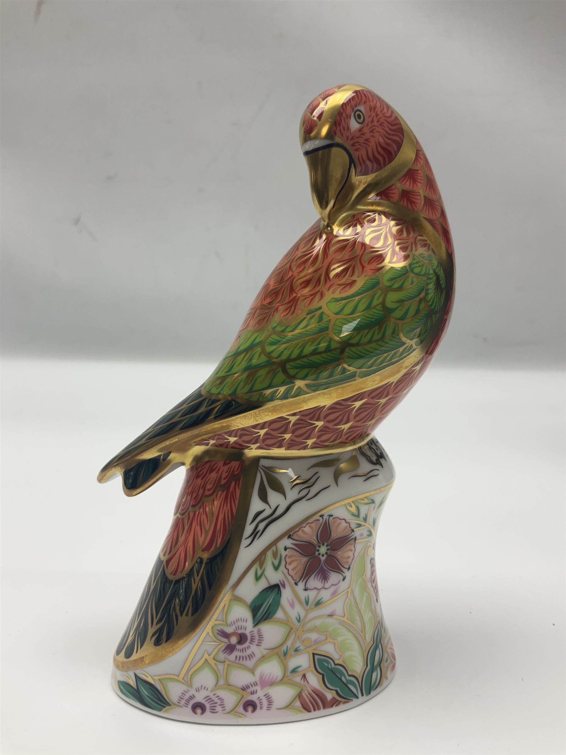 Royal Crown Derby paperweight, Lorikeet, limited edition 325/2500, with gold stopper and printed mark beneath, with certificate and original box