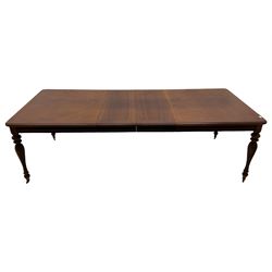 Lexington - Classical design walnut extending dining table, with two leaves; and ten chairs with upholstered seats