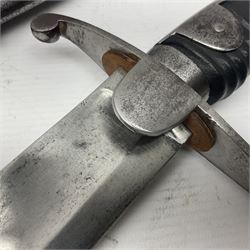 British 1796 Pattern Light Cavalry trooper's sword, the 84cm curving fullered blade stamped Hadley.1 to the back edge, steel hilt with knucklebow, D-shaped langets and leather grip; in polished steel scabbard stamped Osborn & Gunby Birmm. and W.R.16 ( ?16th Light Dragoons) with two suspension rings L100cm overall