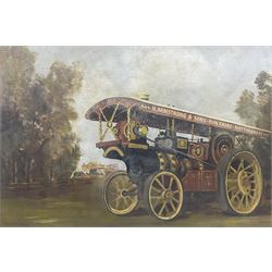 Rhodry Hughes (British 20th Century): Steam Engine - Little Ray, oil on board signed 53cm x 80cm 