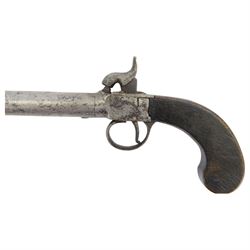 Percussion pistol, with octagonal barrel, bag-shaped wooden butt, together with two other percussion pistols   