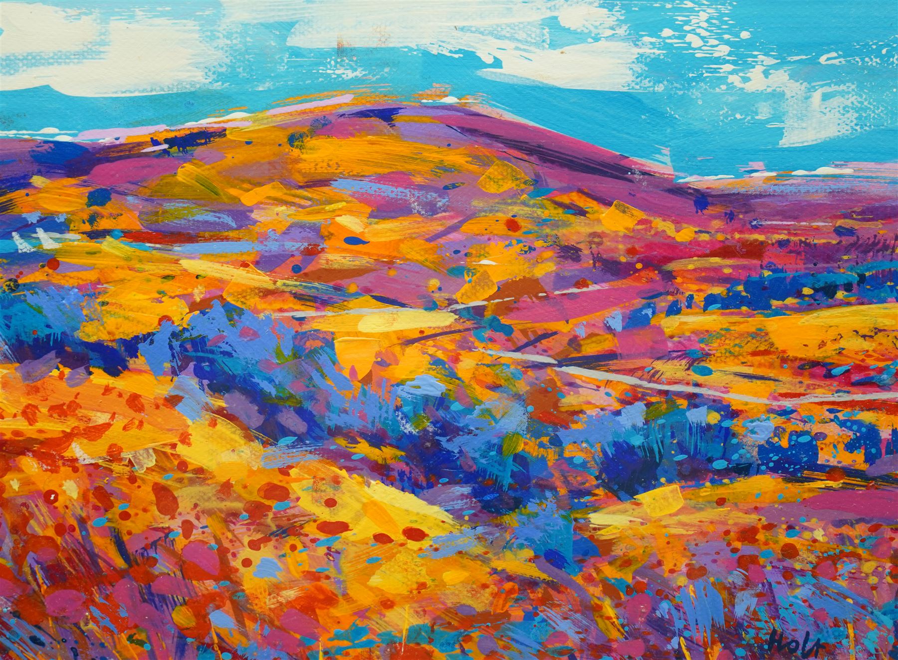 John Holt (British 1949-): French Landscape in Bloom, acrylic signed 28cm x 38cm