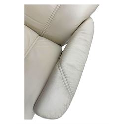 Ekornes Stressless - swivel and reclining armchair upholstered in cream leather, high back and padded armrests, raised on circular base