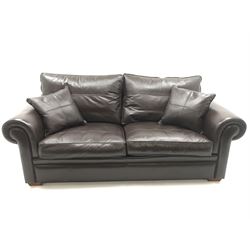 Duresta three seat sofa upholstered in chocolate brown leather 