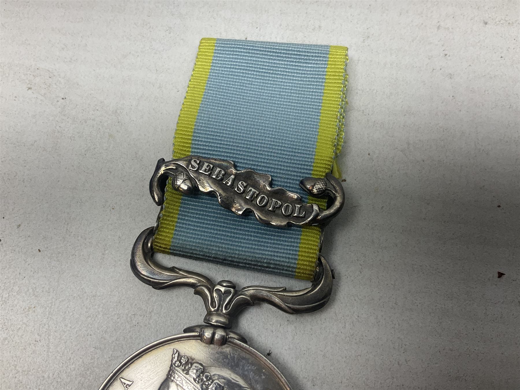 Victoria British Army Crimea medal with Sebastopol clasp, unnamed, with ribbon