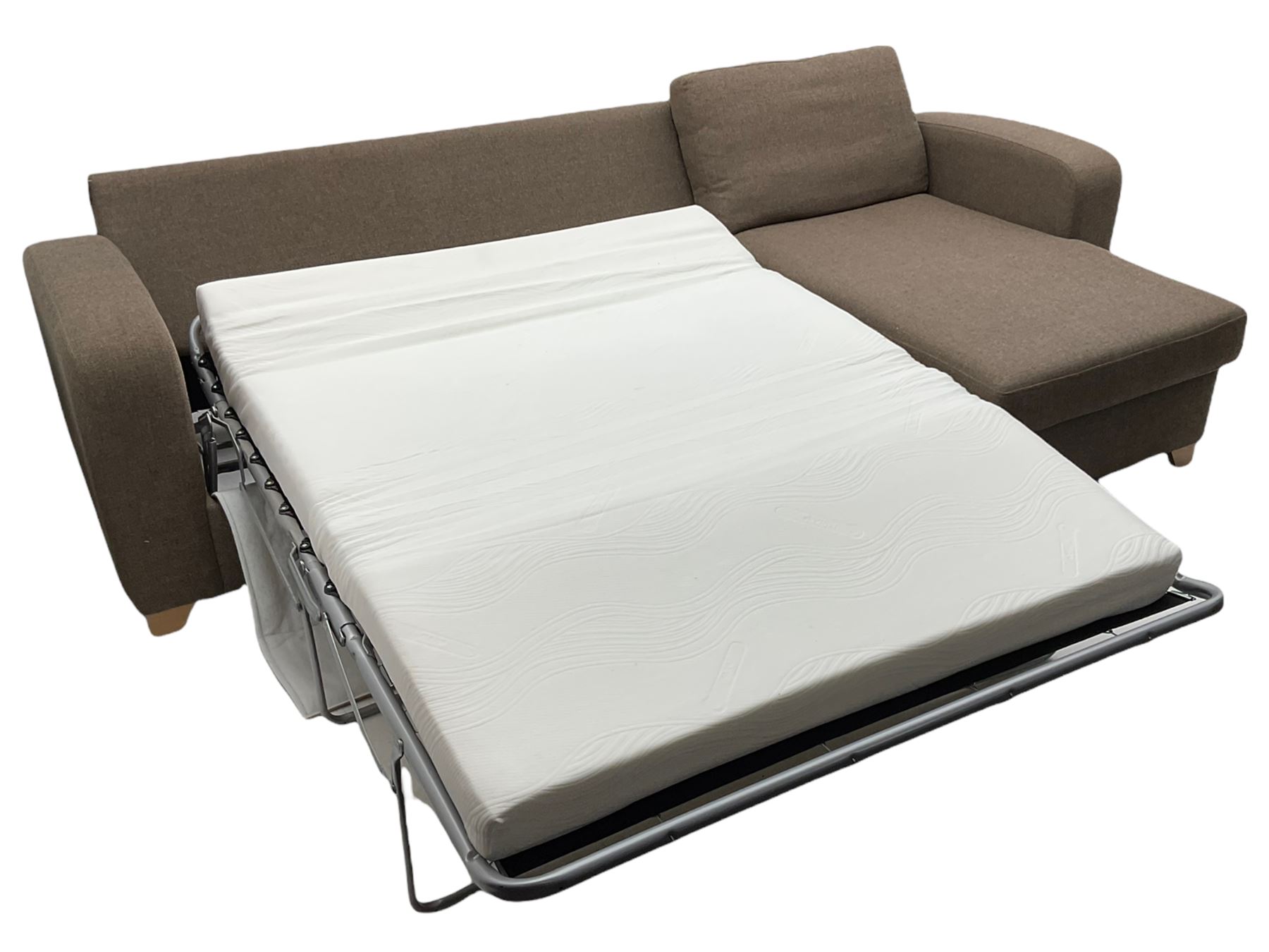 Lydia Deluxe - right-hand corner sofa bed, upholstered in mocha fabric