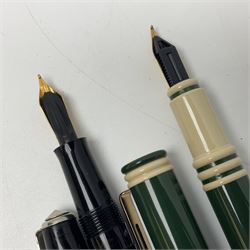 Ten fountain pens, to include Conway Stewart Dinkie 550 marbleised pen with 14ct gold nib, Conway Stewart Shorthand with 14ct gold nib, boxed, Marksman, Parket etc 