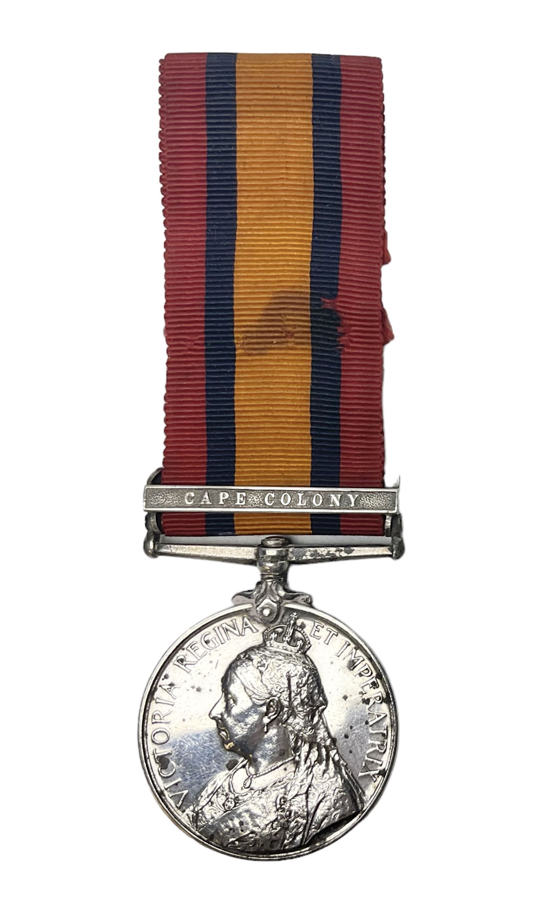 Queens South Africa Medal with clasp for Cape Colony awarded to 3250 Pte. W. Scott 10th Hussars with ribbon