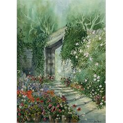 Jane Peers (Northern British contemporary): 'Stanhope Old Hall - Garden Entrance' and Garden Archway, two watercolours signed, latter dated 1994 max 42cm x 31cm (2)