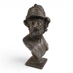 19th Century spelter bust of Menelaus, H21cm