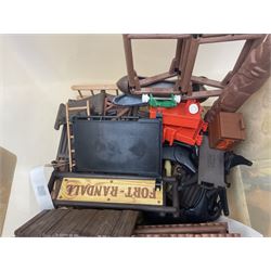 Collection of Playmobile Cowboys and Indians plastic figures, teepees, covered wagon etc